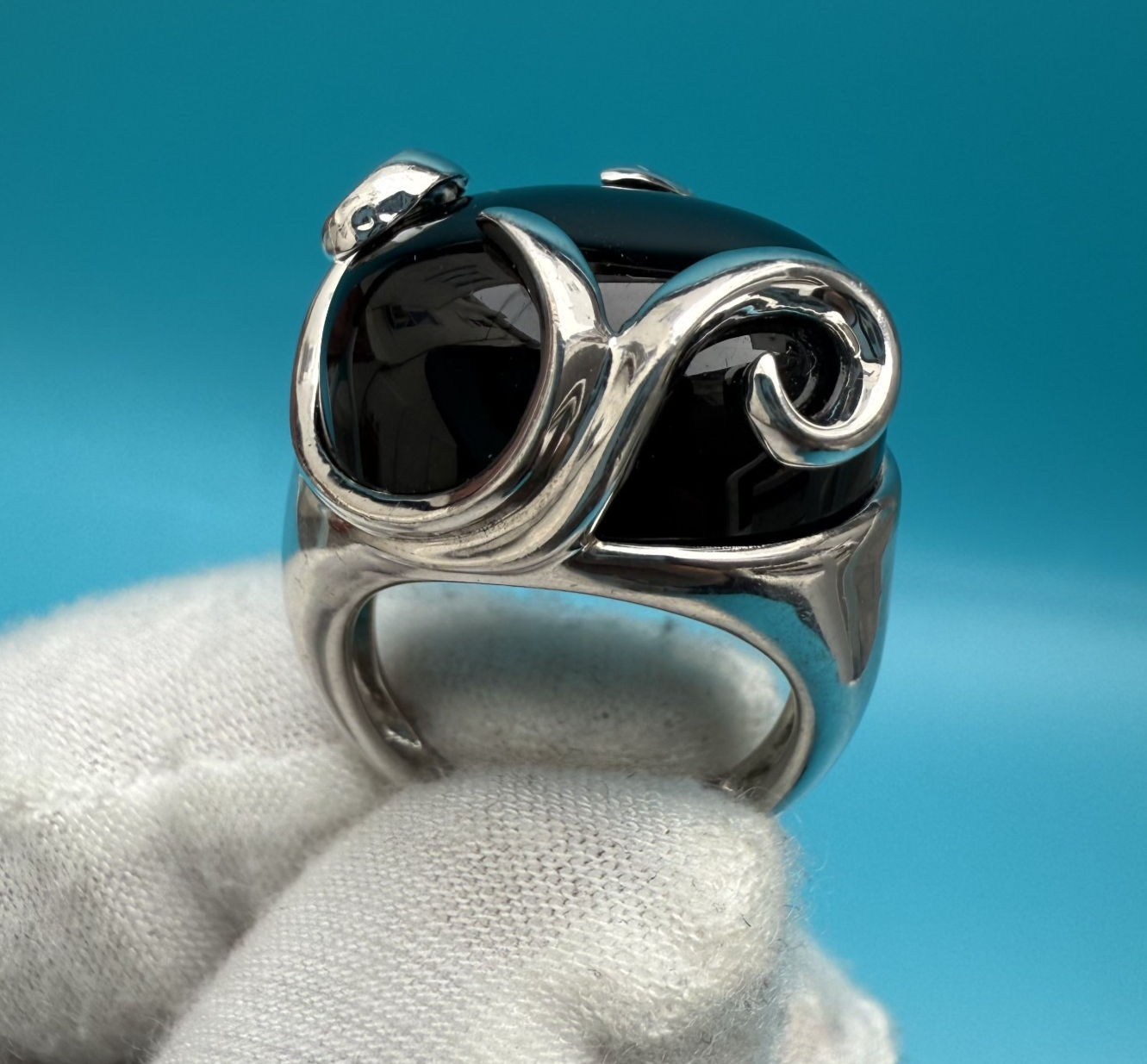 Gorgeous Sterling Silver Vintage Black Onyx Gemstone Ring7