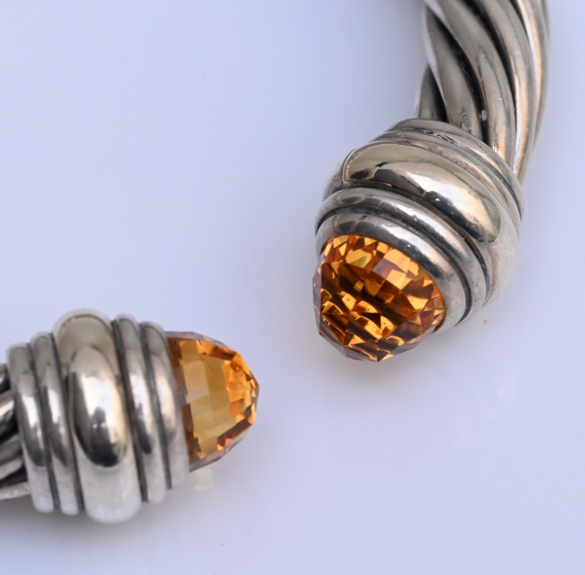 Classic David Yurman Sterling Silver Cable Bracelet with 14k Gold & Citrine Gems8