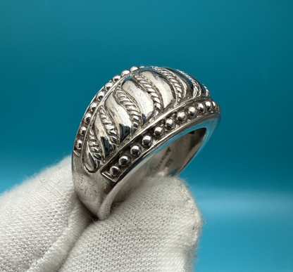 Judith Ripka Sterling Silver Textured Domed Band Ring with Twisted Rope Design2