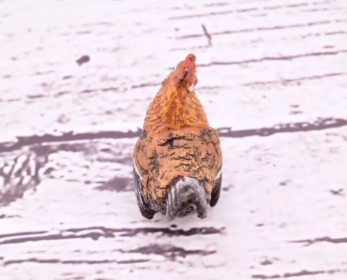 Rare Antique Austrian Vienna Cold Painted Bronze Figure of Super Tiny Brown Hen13