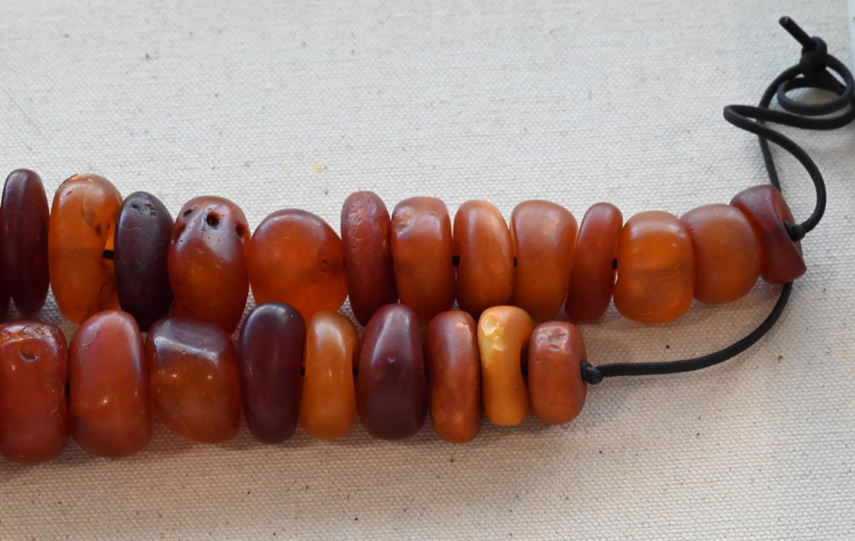 Large Antique Middle Eastern Baltic Butterscotch Amber Beaded Necklace 118 Gram13