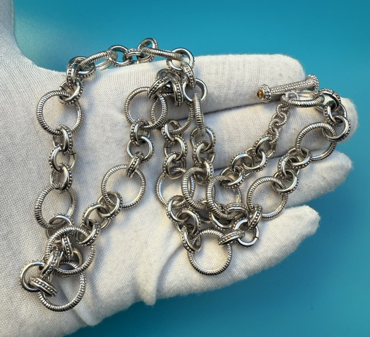 Gorgeous Vintage Chunky Cable Link Necklace Sterling Silver by Judith Ripka 3