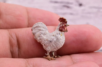 Stunning Antique Austrian Vienna Cold Painted Bronze of Little White Chicken10