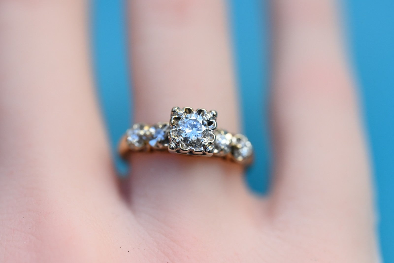 Superb Antique Early 1900s Natural Diamond & 14k Yellow Gold Ring3