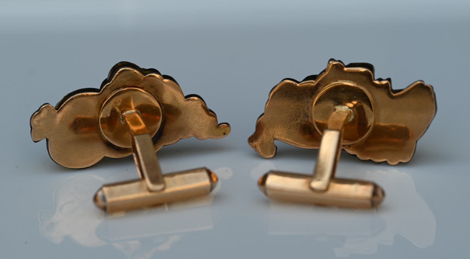 Custom Made Antique Meiji Period Japanese Sword Menuki 14K Yellow Cuff Links3