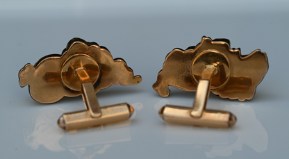 Custom Made Antique Meiji Period Japanese Sword Menuki 14K Yellow Cuff Links3