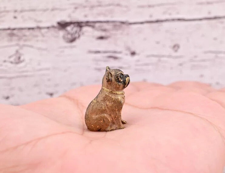 Super Tiny Antique Austrian Vienna Cold Painted Bronze Figure of Detailed Pug4