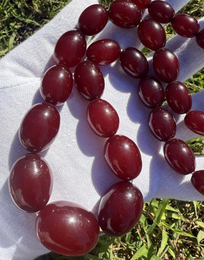 Antique Cherry Amber Beaded Necklace 90 Grams1