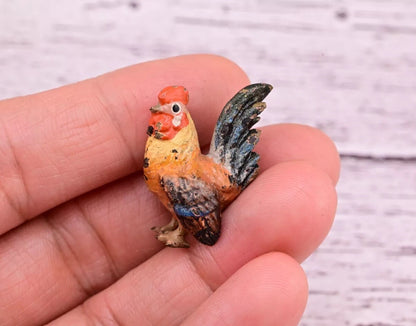 Original Miniature Antique Austrian Vienna Cold Painted Bronze Cute Rooster0