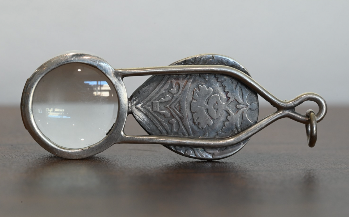 Sterling Silver Southwest Jewelers Loupe W/ Agate Cabochon Gem1