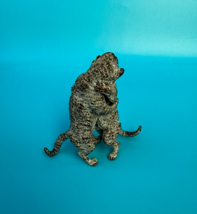 Rare Antique 1900s Austrian Vienna Cold Painted Bronze of Cat Lovers Kissing2