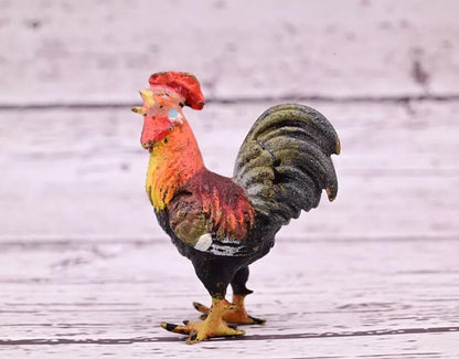Colorful Antique Austrian Vienna Cold Painted Bronze Figure of Miniature Rooster11