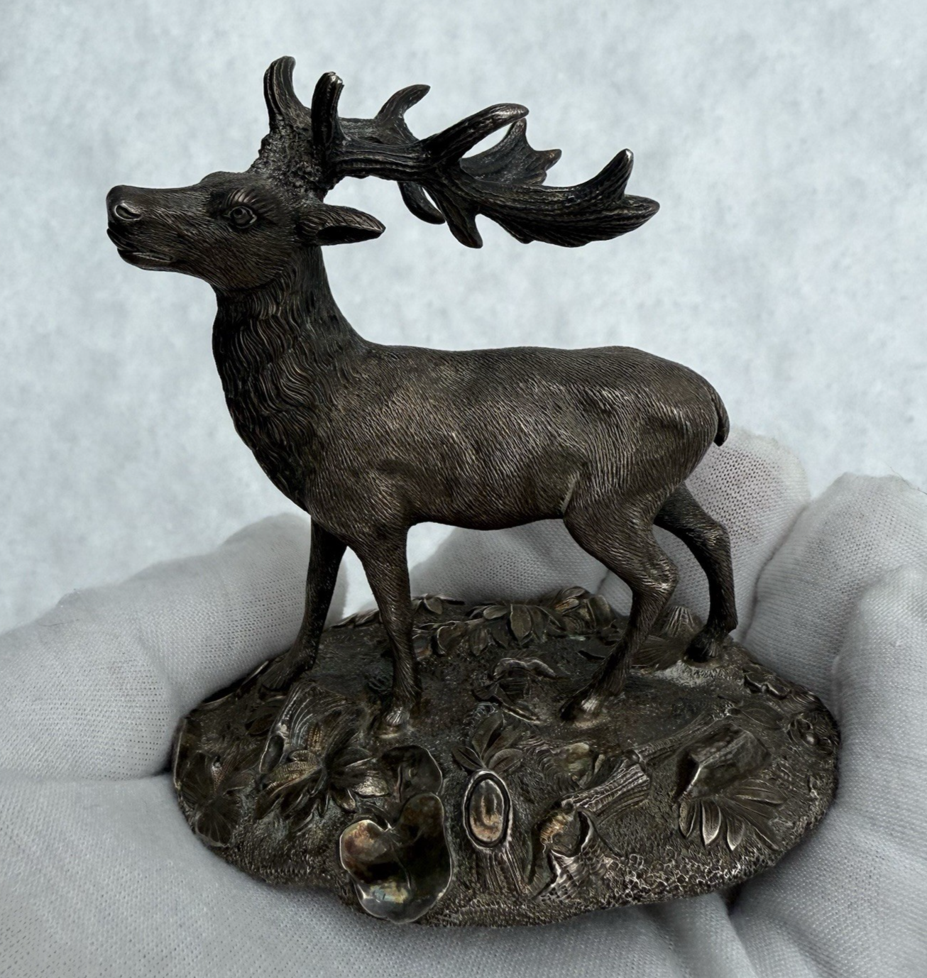 Fantastic Antique Life-Like Solid Sterling Silver Figure of Buck / Male Deer4