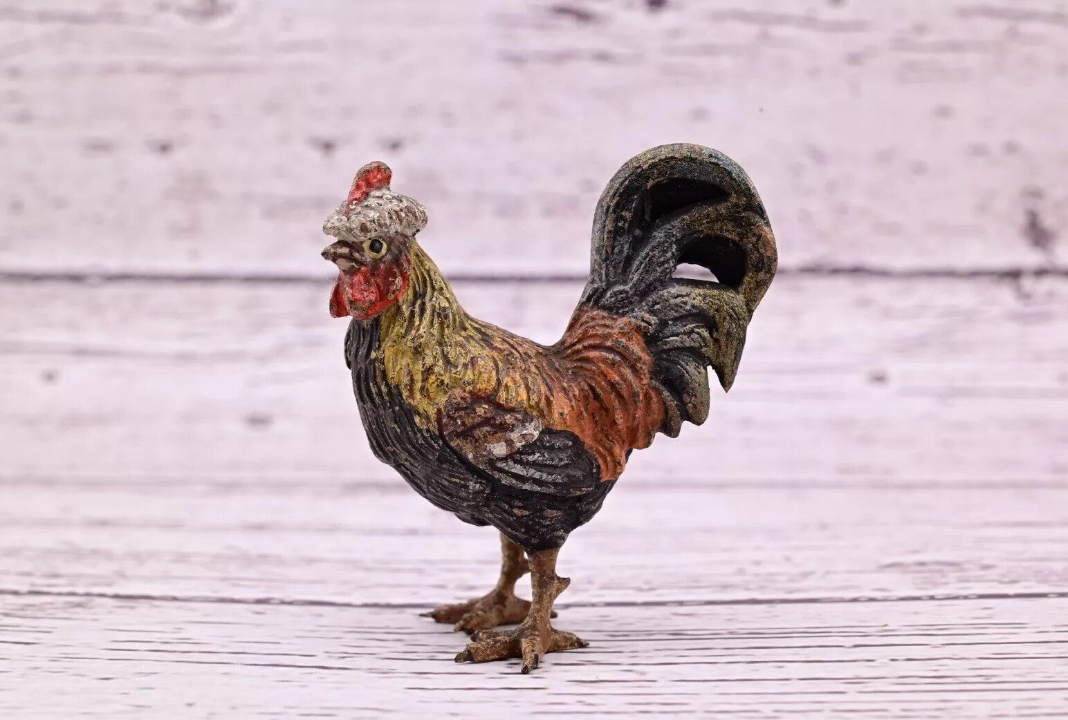 Original & Beautiful Antique Austrian Vienna Cold Painted Bronze of Rooster9