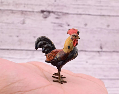 Superb Antique Austrian Vienna Original Bronze Finish Figure of Colorful Rooster0