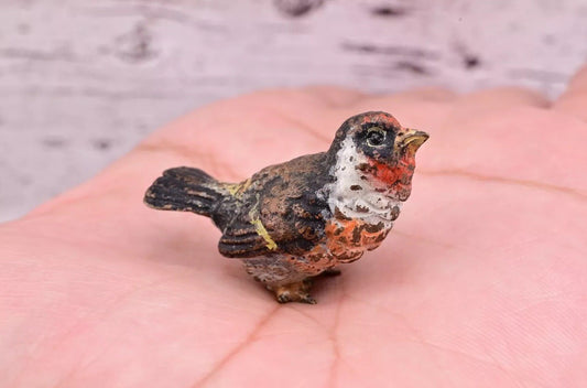 Amazing Antique Austrian Vienna Cold Painted Bronze Figure of Goldfinch0