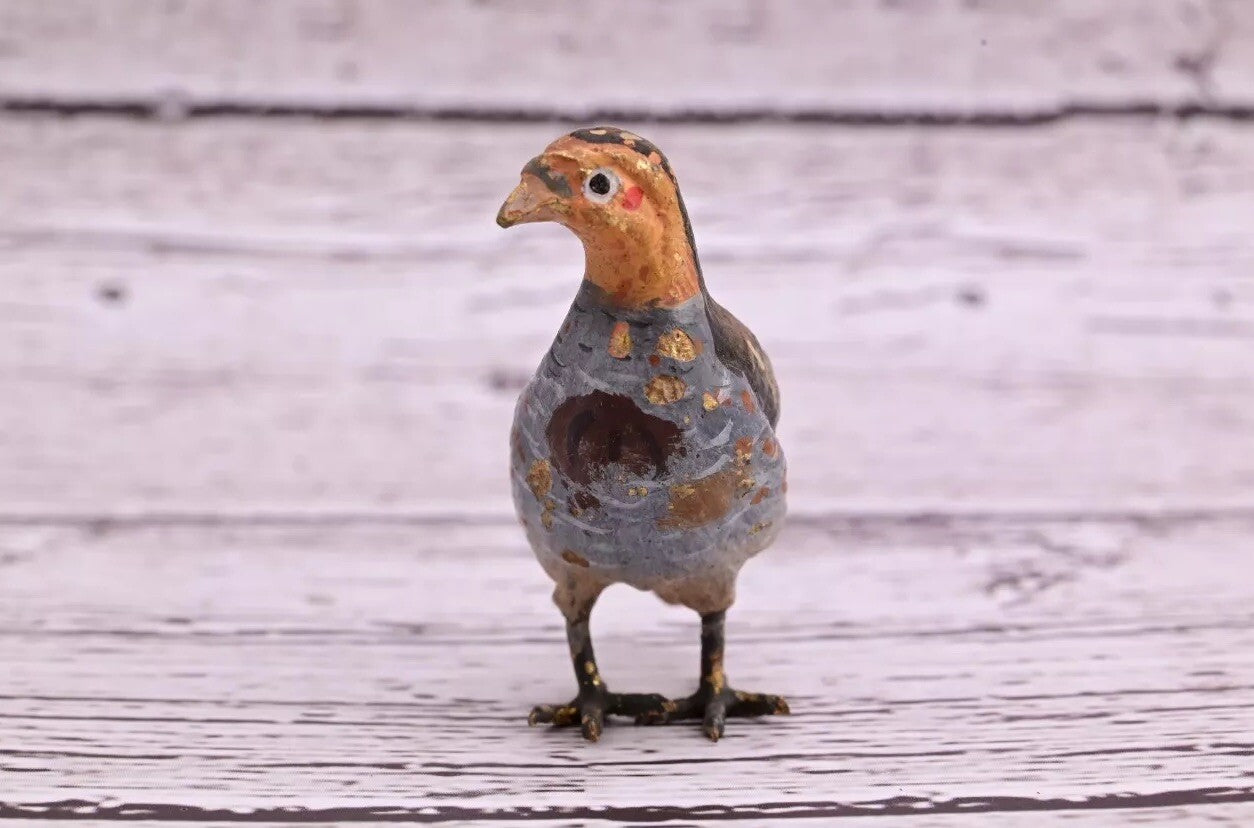 Cute Tiny Antique Austrian Vienna Cold Painted Bronze Figure of Game Bird2