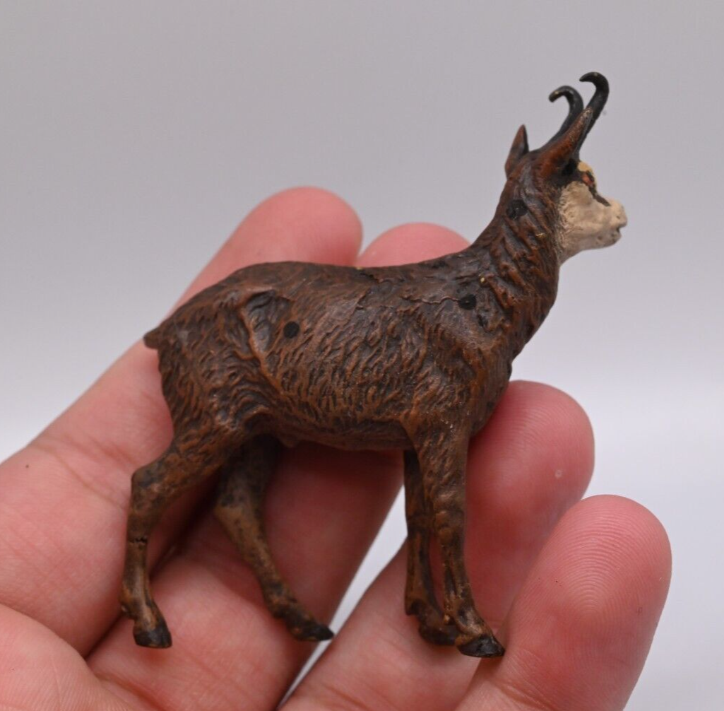 Life-like Antique Austrian Vienna Cold Painted Bronze Figure of Chamois Deer8