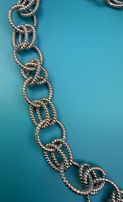 Genine Judith Ripka Sterling Silver Textured Rolo Link Chain Necklace3
