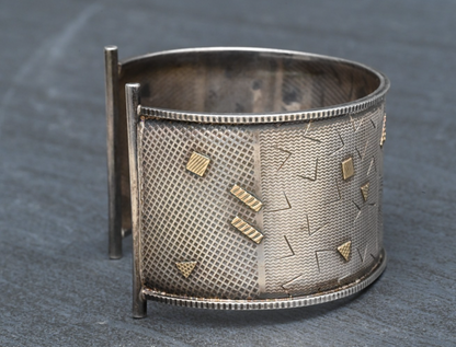 Retro Geometric Design Sterling Silver & 14K Cuff Bracelet by KIMBERLY KEYWORTH8