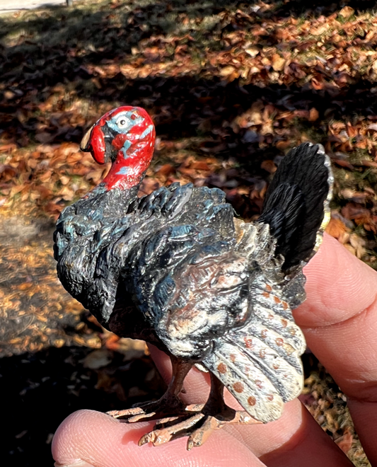 Antique Austrian Vienna Cold Painted Bronze Figure of Turkey0