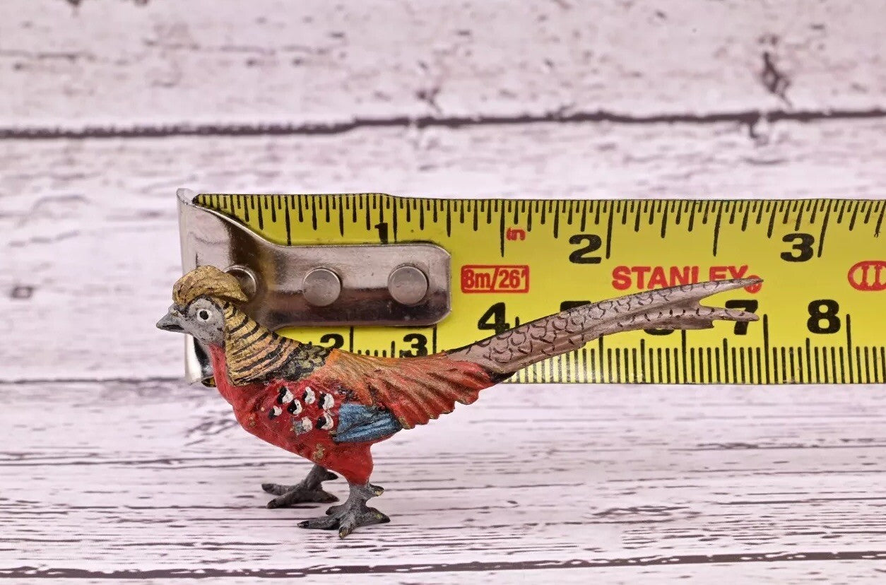 Antique Austrian Vienna Cold Painted Bronze Figure of Miniature Golden Pheasant6