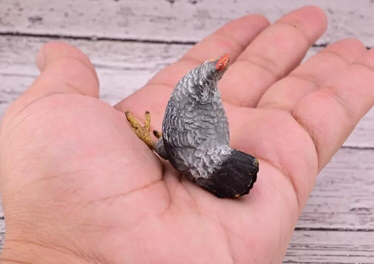 Wonderful Antique Austrian Vienna Cold Painted Bronze Figure of Black & Gray Hen9