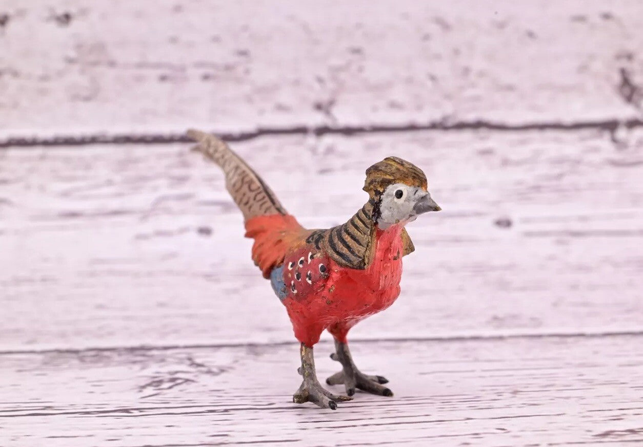 Amazing Antique Austrian Vienna Cold Painted Bronze Figure of Golden Pheasant8