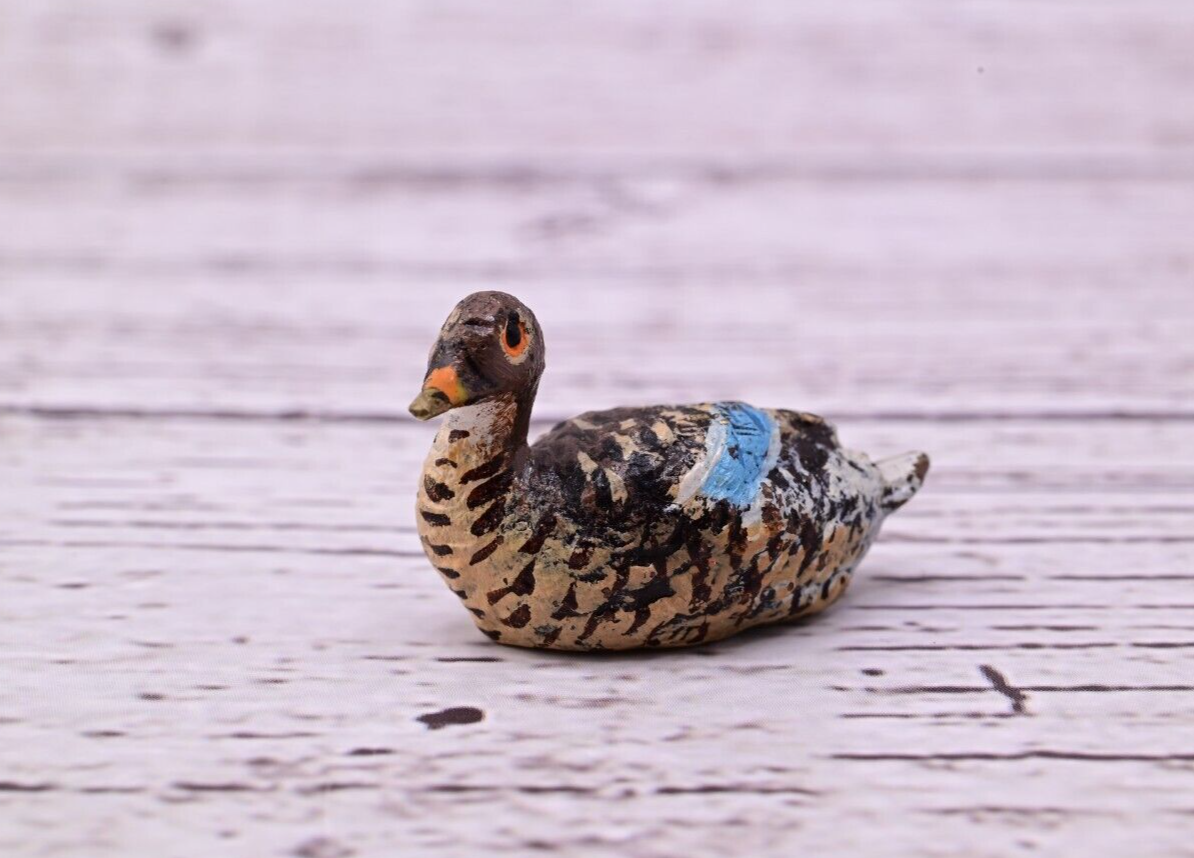 Cute Antique Austrian Vienna Cold Painted Bronze Figure of Sitting Mallard Duck5