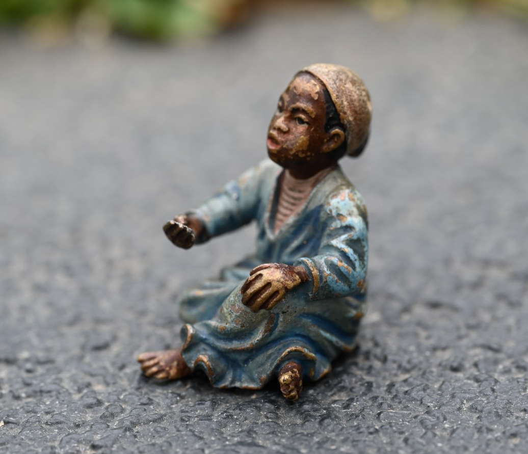 Detailed Antique Austrian Vienna Cold Painted Bronze Figure of Young Arab Child5
