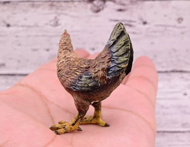 Original High Quality Antique Austrian Vienna Cold Painted Bronze of Hen3