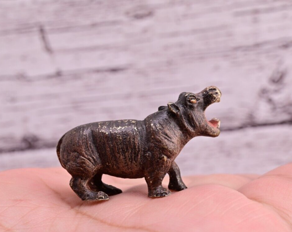 Life-Like Antique Austrian Vienna Cold Painted Bronze Figure of Hippopotamus2