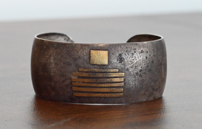 Lisa Ceccorulli .925 Sterling Silver & 22k Gold Modernist Cuff Bracelet *Signed*5