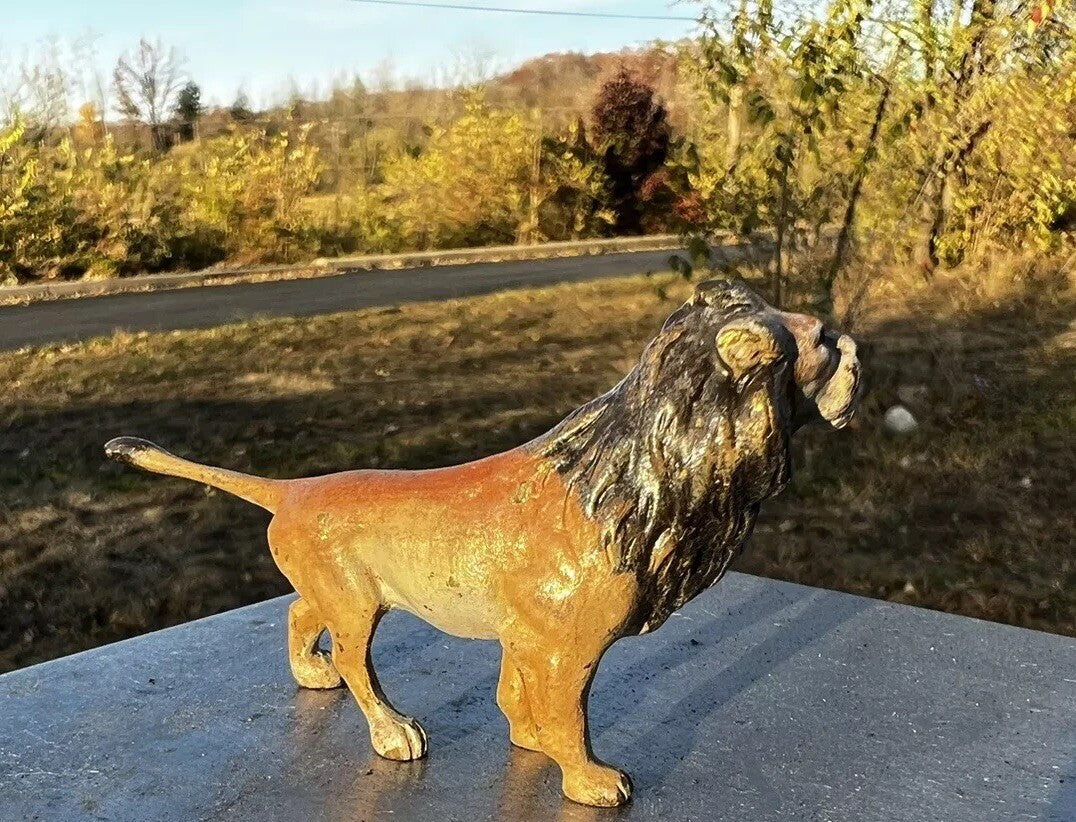 Wonderful Antique Austrian Vienna Cold Painted Bronze Figure of Lion3