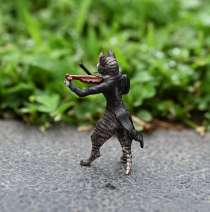 Franz Bergman 1900s Austrian Vienna Cold Painted Bronze of Cat Playing Violin1