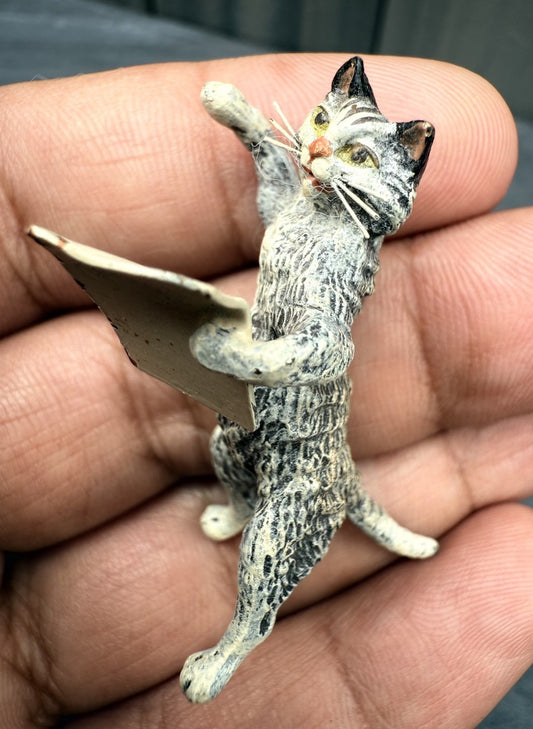 Awesome Austrian Vienna Cold Painted Bronze Figure of a Singing Cat0