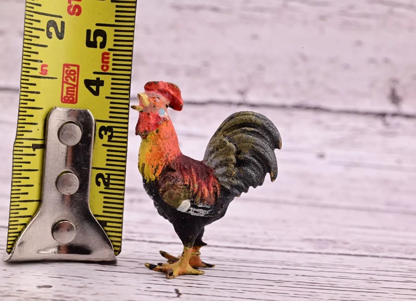 Colorful Antique Austrian Vienna Cold Painted Bronze Figure of Miniature Rooster15
