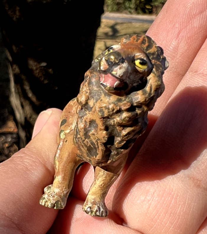 Small Antique Austrian Vienna Cold Painted Bronze Figure of Lion1