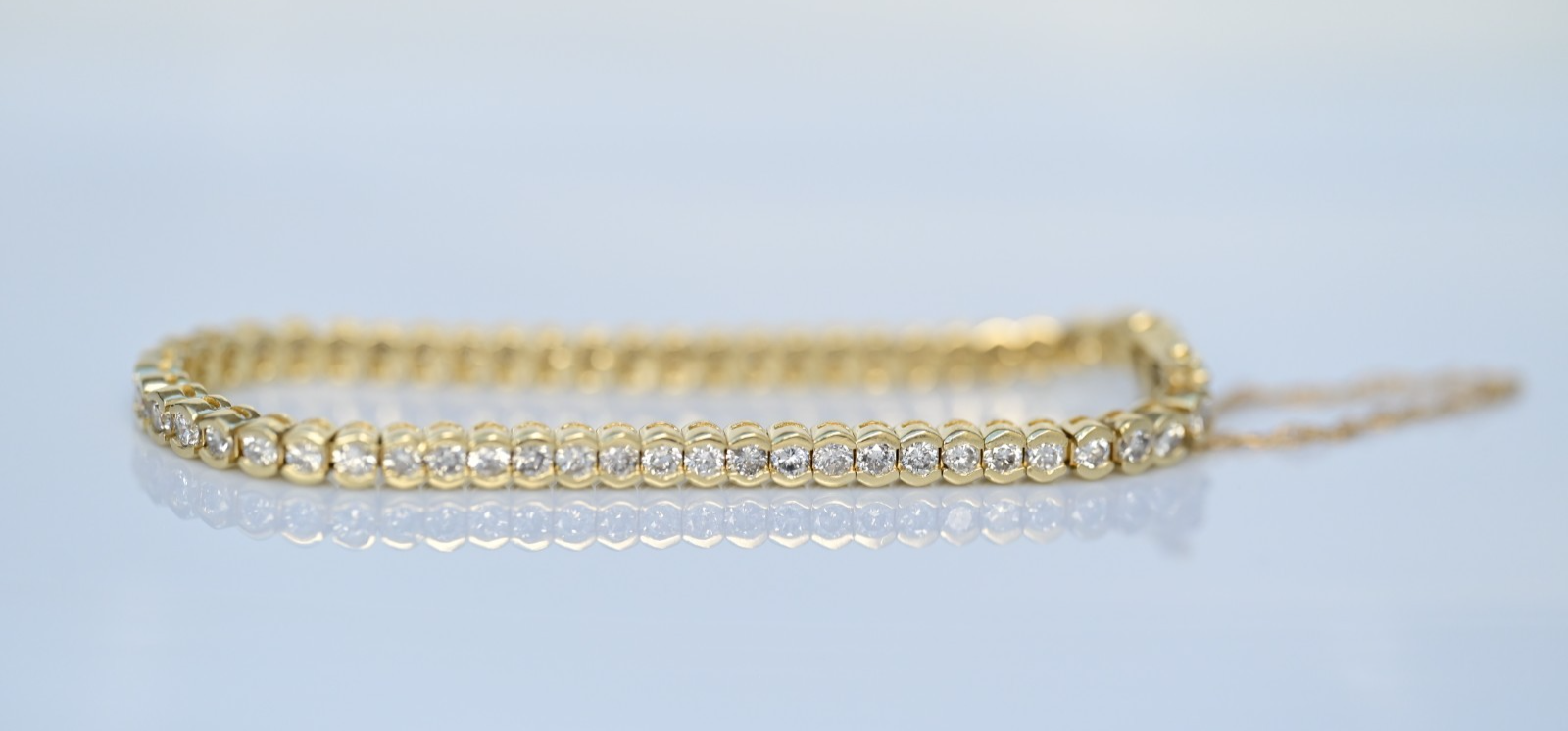 Classic 14k Yellow Gold Diamond Tennis Bracelet w/ Continuous Row Round Diamonds0