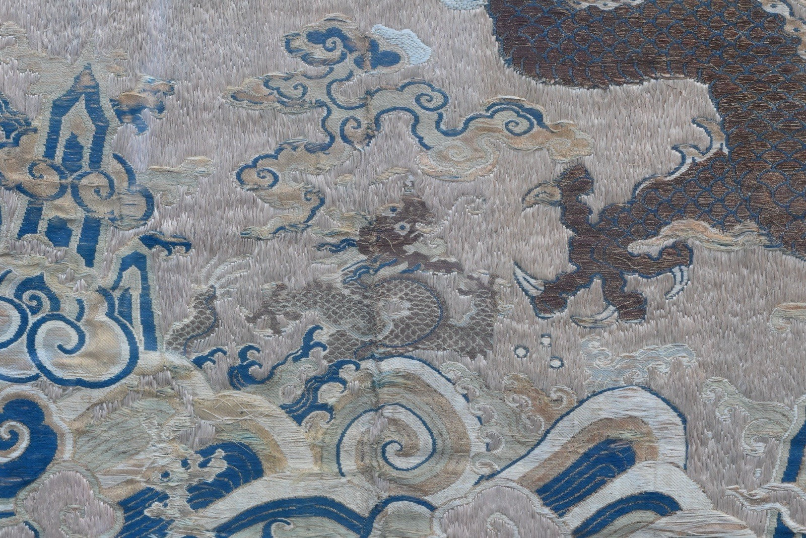 Stunning Glass Framed Ming - Early Qing Dynasty Silk Altar Panel W/ Dragons6