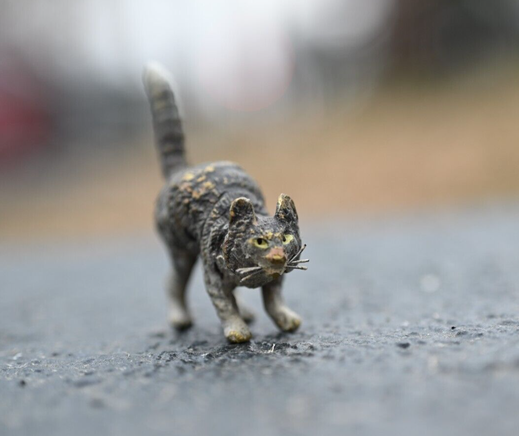 Small Antique Cold Painted Austrian Vienna Solid Bronze Cat6
