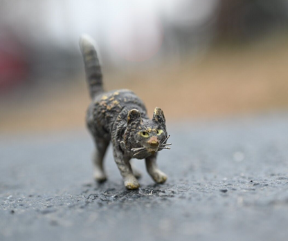 Small Antique Cold Painted Austrian Vienna Solid Bronze Cat6