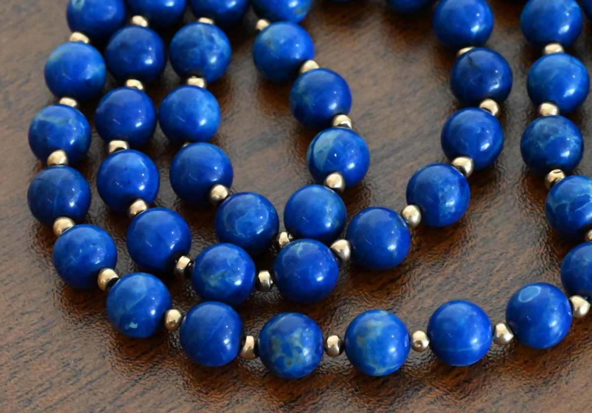 Vintage 14K Yellow Gold Spacers & Lapis Lazuli Beaded Necklace3