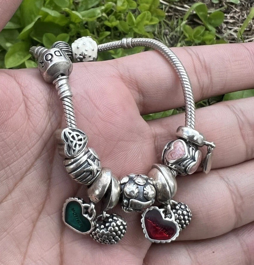 Beautiful Vintage Pandora Sterling Silver 925 Charm Bracelet2