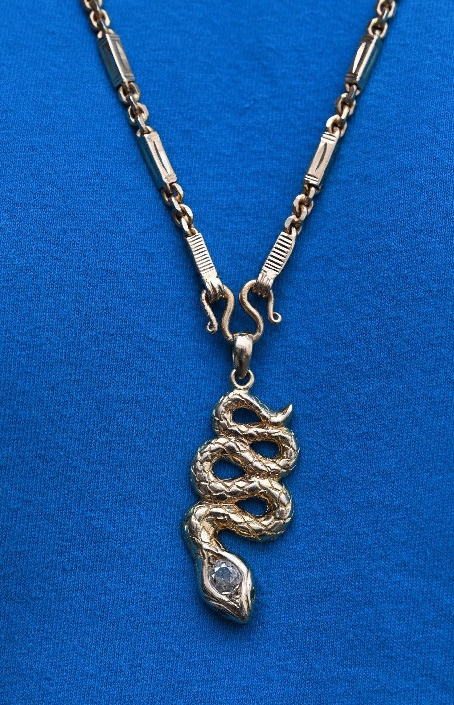 Genuine Antique Victorian 18K Yellow Gold Snake Amulet Necklace GIA Certified9