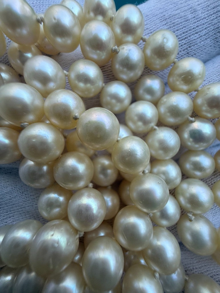 Genuine Early Vintage String of Cultured Pearls 14K White Gold Clasp MGM J9