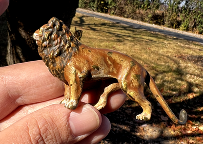 Small Antique Austrian Vienna Cold Painted Bronze Figure of Lion5