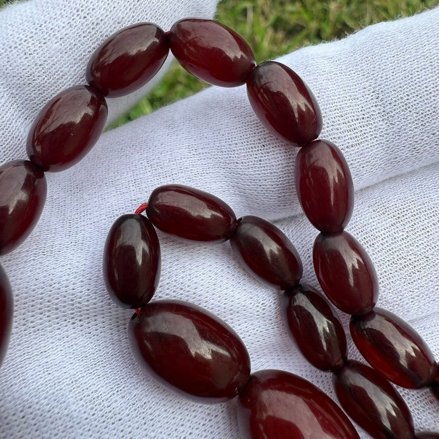 Antique Cherry Amber Beaded Necklace 42 Grams5