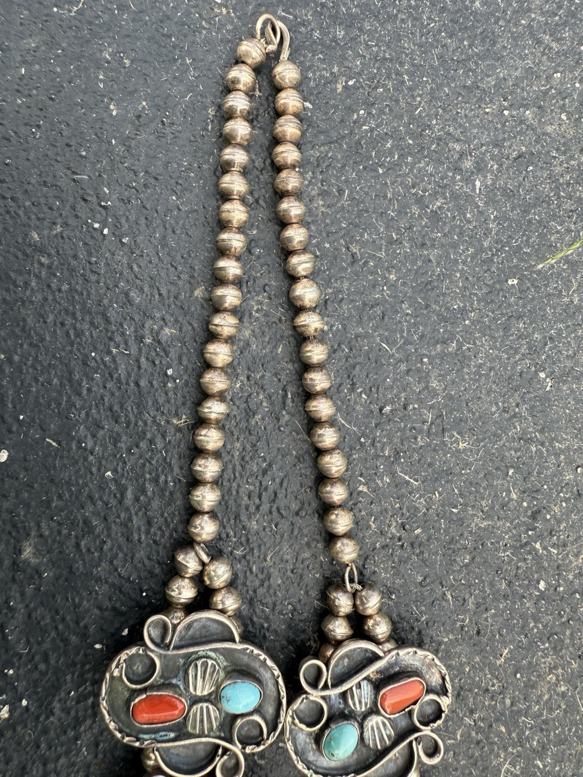 Huge Native American / Southwestern Sterling Silver Squash Blossom Necklace 304g8