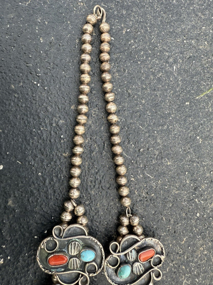 Huge Native American / Southwestern Sterling Silver Squash Blossom Necklace 304g8